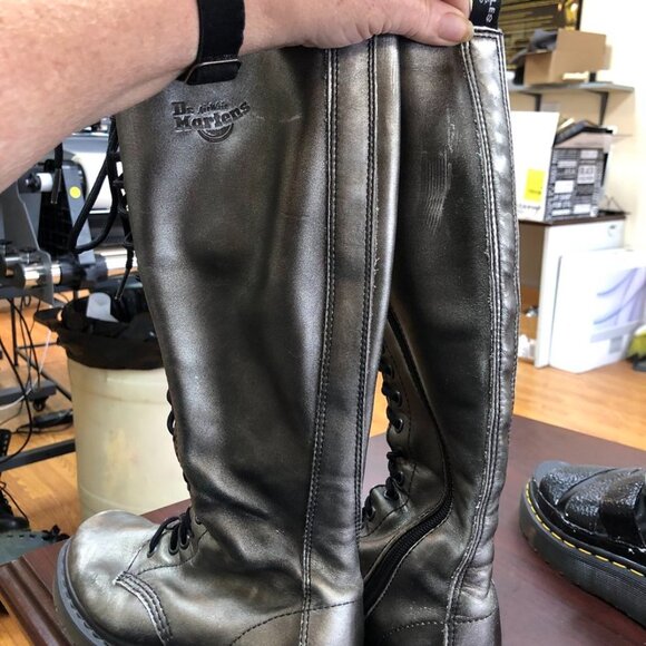 Dr Martens 20 EYE 1B60 - 1860 soft leather tall ZIP boots UK4 EU37 6US PEWTER - Picture 9 of 15